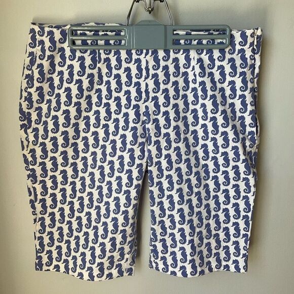 Brooks Brothers 346 Natalie Fit Seahorse Shorts, Size 8. White with Periwinkle S - Picture 10 of 12